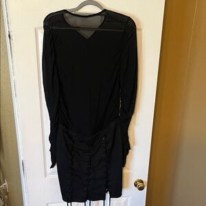 Fashion Nova Black Long Sleeve Dress with Lace-Up Detail